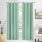 2 Pieces Plain Dyed Back Lining Eyelet Curtains - Mint Green